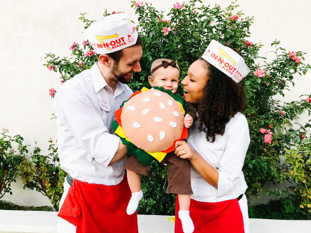 Carter, Violet and Jasmine Bradshaw dressed up in their In-N-Out Halloween costumes.
